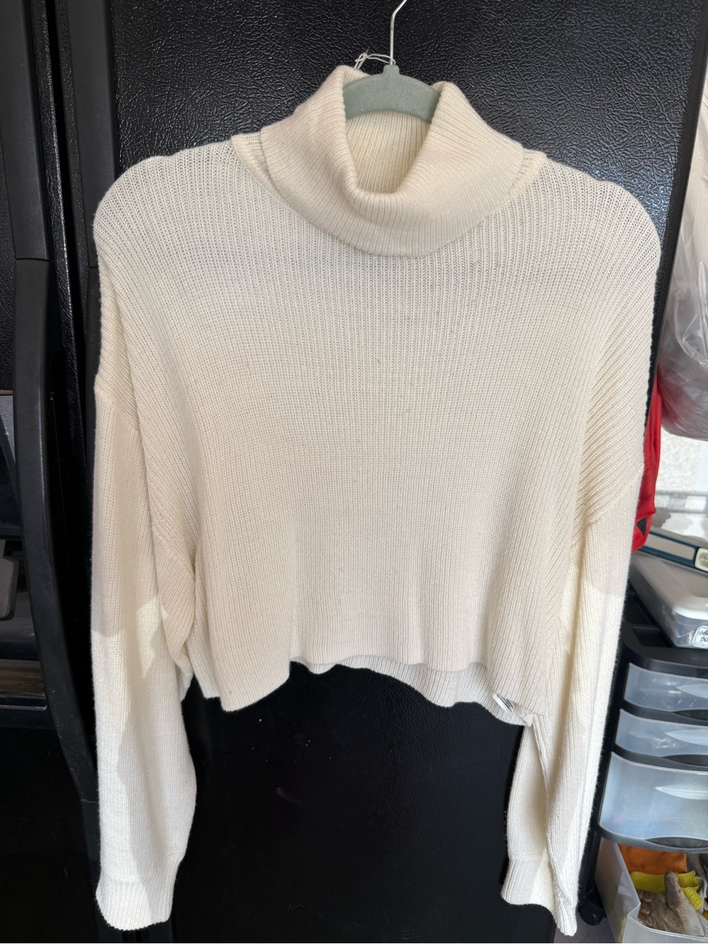 Divided Cream Cropped Turtleneck Sweater